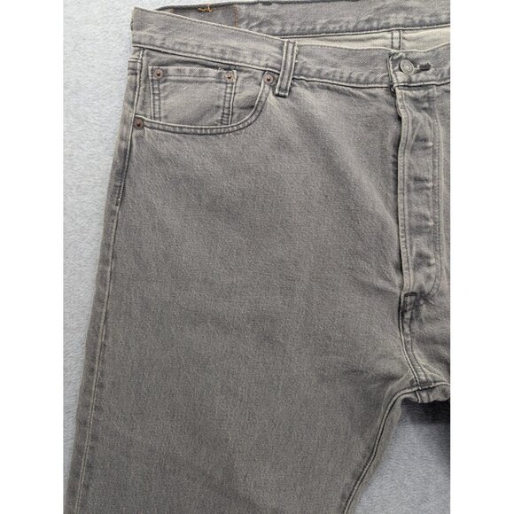 Levis 501 Jeans Mens 42x30 Gray Denim Button Fly Straight Original Fit Red Tab - Picture 2 of 14